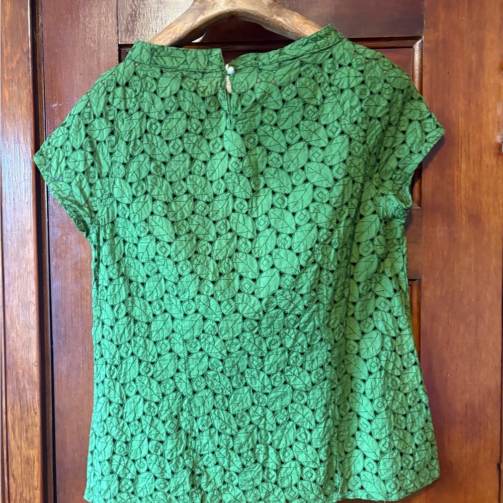 Talbots Vibrant Green Lace Blouse - Picture 4 of 6